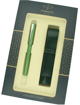 Parker Pióro wieczne Vector XL Green i skórzane etui S0820010 zieleń.  Zestaw z piórem i etui na prezent. Zestaw prezentowy pióro z Parkera..jpg